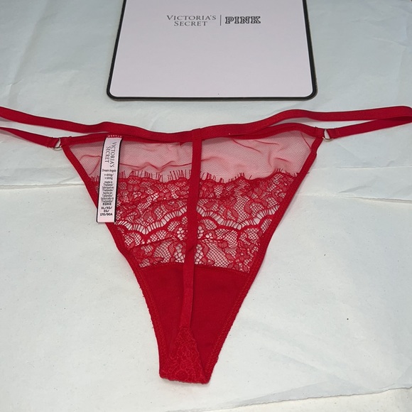 Victoria's Secret VString Mesh & Lace Red THONG Panty XL - Picture 11 of 12